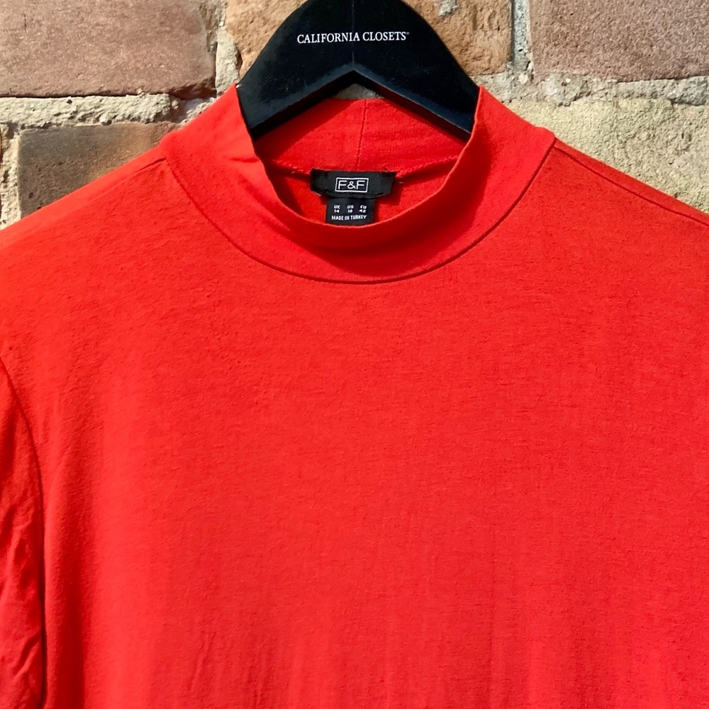 F&F Red Mock Cowl Neck Shirt with Long Sleeves. Size: 10.